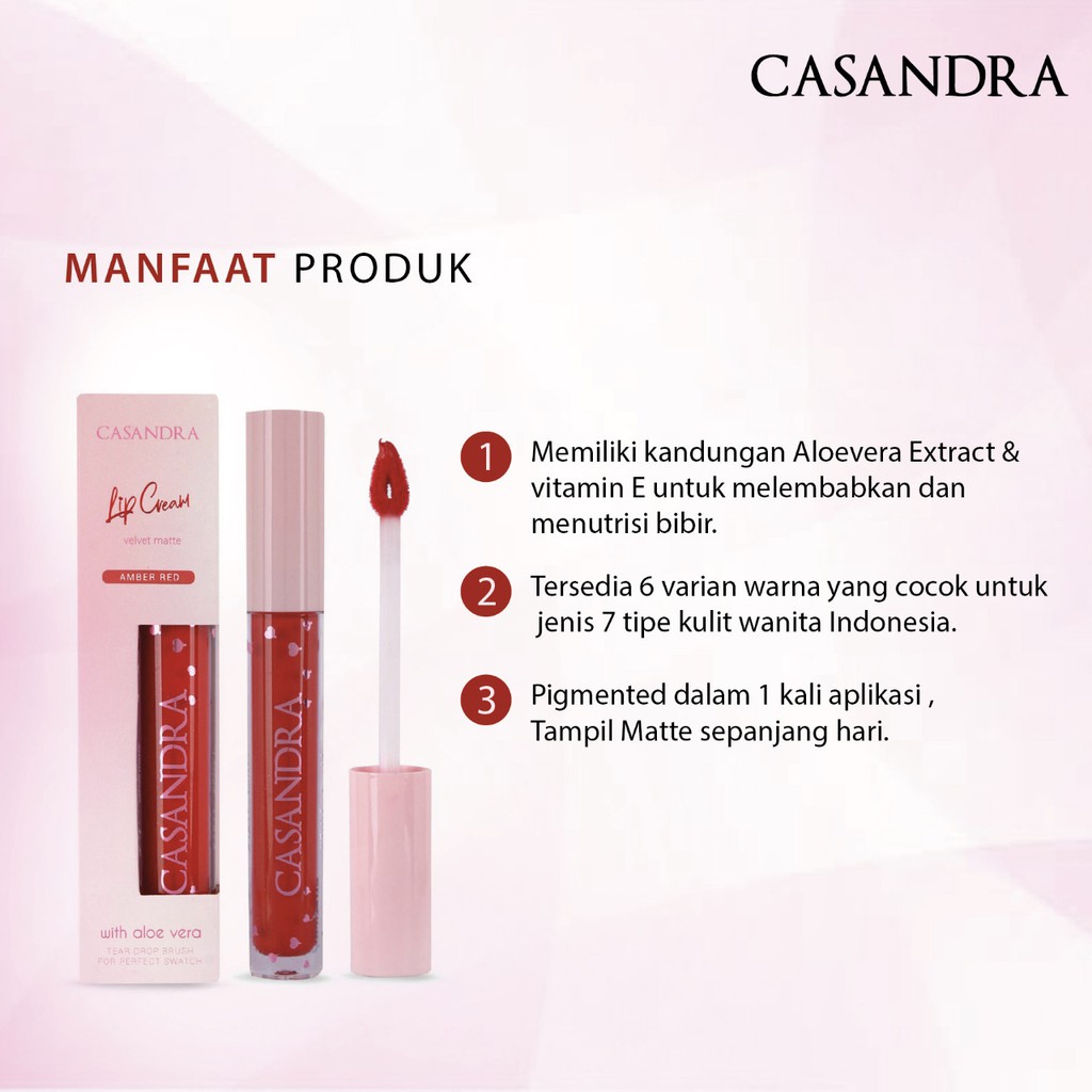 (hàng Mới Về) Son Môi Casandra Màu Nhung Lì Thời Trang Mờ / Matte | BigBuy360 - bigbuy360.vn