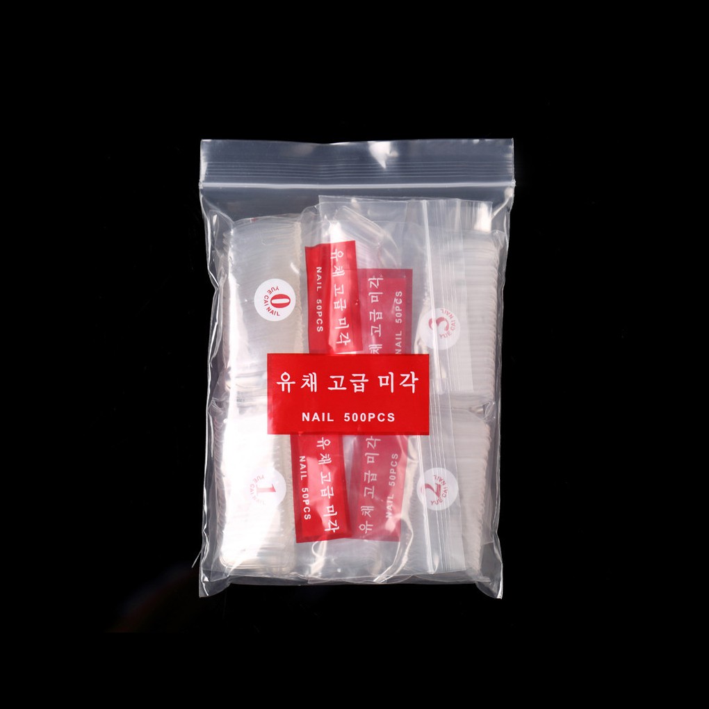 Bộ 500 Móng Tay Giả Chất Liệu Nhựa Acrylic Màu Trong Suốt Dùng Trang Trí Móng Nghệ Thuật