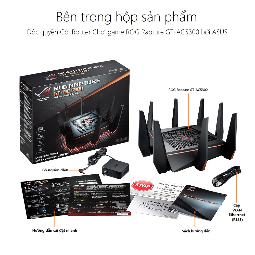Bộ Thu Phát Wifi Router Wifi ASUS GTAC5300 Ba Băng Tần, Chuẩn AC5300 Hàng Chính Hãng