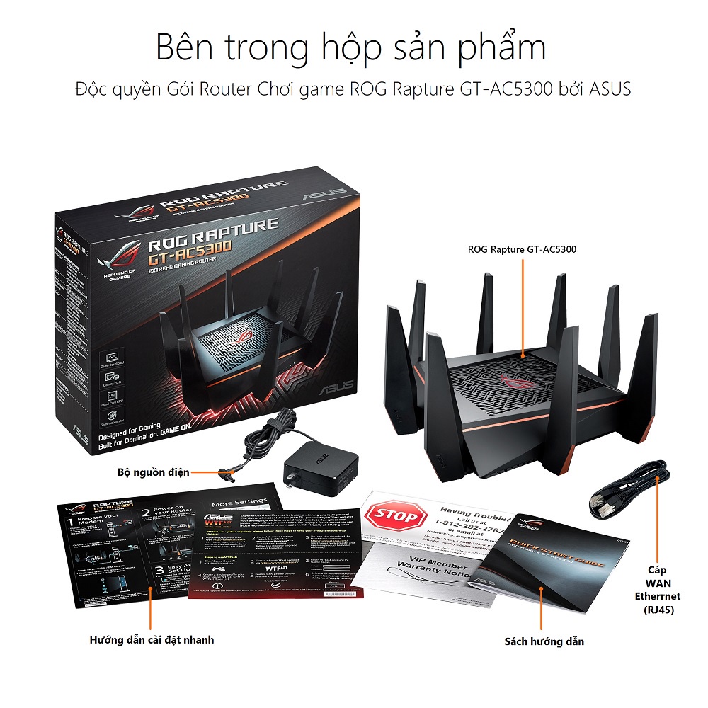 [ELBAU7 giảm 7%] Bộ phát wifi Asus RT-AC5300 5300Mbps 80 user