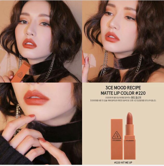 Son thỏi lì 3CE Matte Lip Color (bản Mood On &amp; On, bản vỏ vàng)