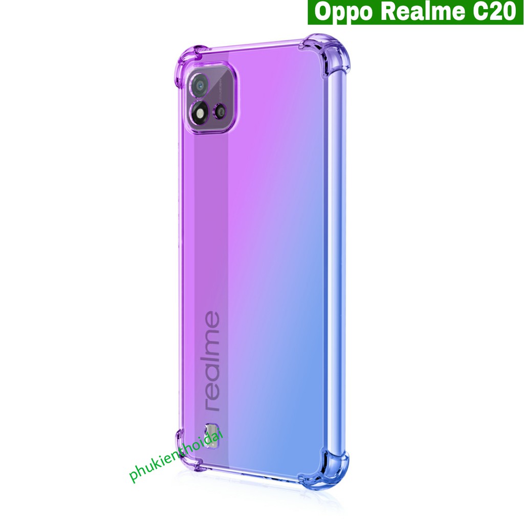 Ốp lưng Oppo Realme C20 dẻo đa sắc lồi 4 góc chống sốc cao cấp