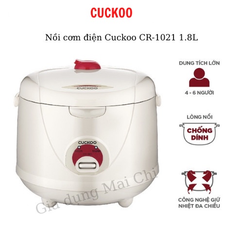 [Mã ELHADEV giảm 4% đơn 300K] Nồi cơm điện Hàn Quốc Cuckoo CR-1021 1.8L Công Suất 650W Chính hãng Bảo hành 12 tháng