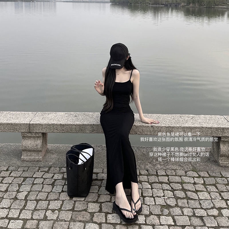 Đầm Đuôi Cá Hai Dây Dáng Dài Chất Liệu Cotton Thân Thiện Với Môi Trường