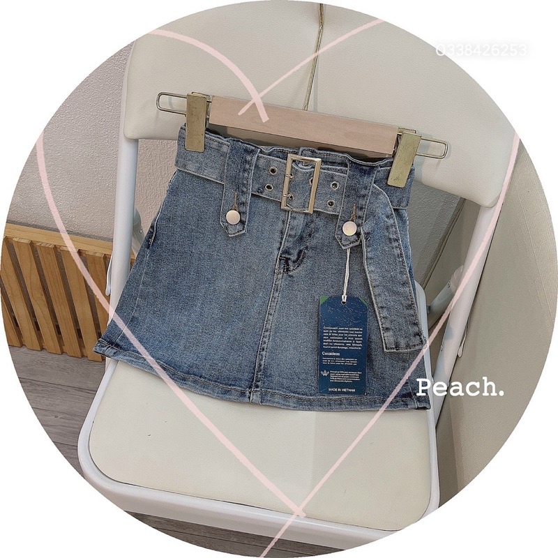 Chân váy jeans cạp cao kèm đai jeans cùg màu có quần trong 3 màu