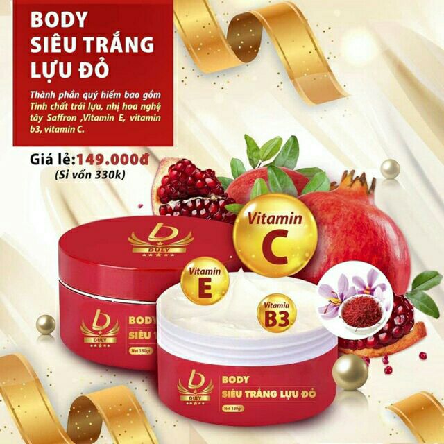 Combo hai Body Lựu đỏ DuLy