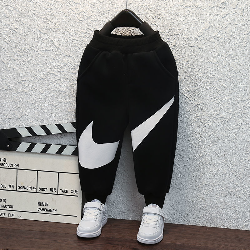 Winter Boys Thick Velvet Harlan Sports Pants ， Warm Children One Pants