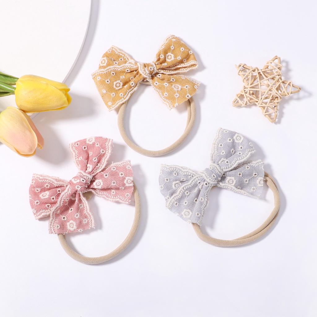 Băng đô RAINBOW BOWS co giãn đính nơ ren dễ thương cho bé