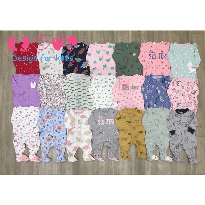 Sleepsuit (mặc nằm điều hòa) bodysuit bộ body dài tay xuất dư các hãng cho bé