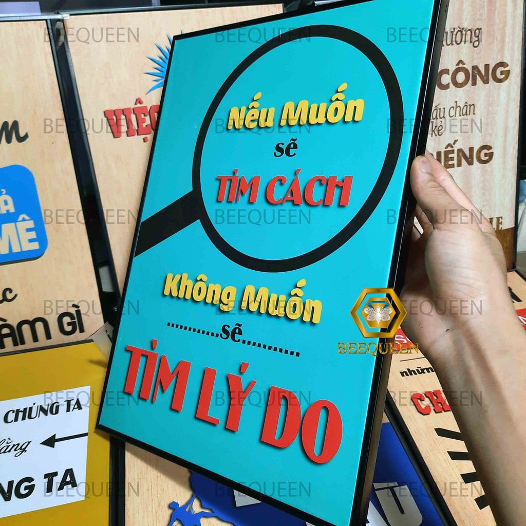 Combo 3 Tranh Động Lực - Slogan Tông Màu Vàng Tươi Sáng D81-82-83