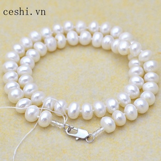 Oval pearl necklace Natural freshwater pearl White pearl necklace