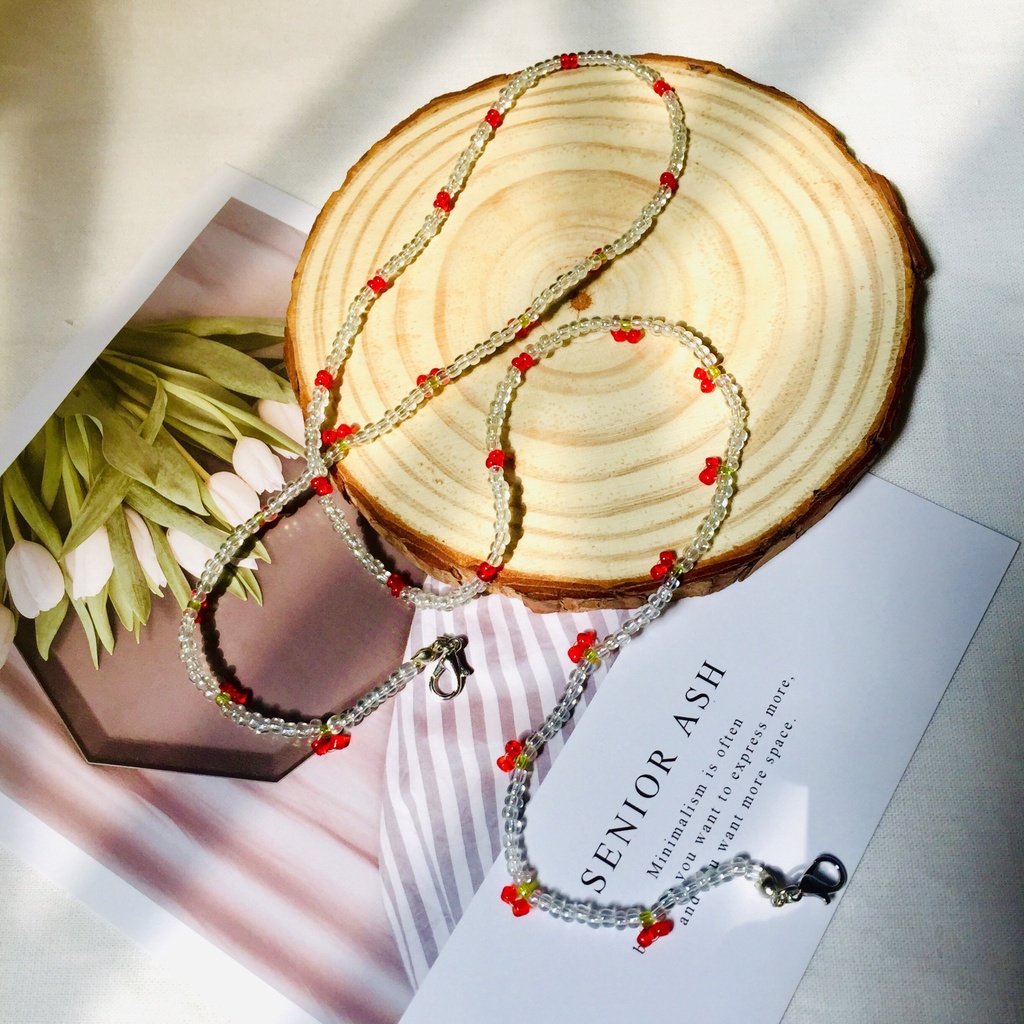 Dây đeo chống thất lạc khẩu trang handmade hình quả cherry _ jasmine tea