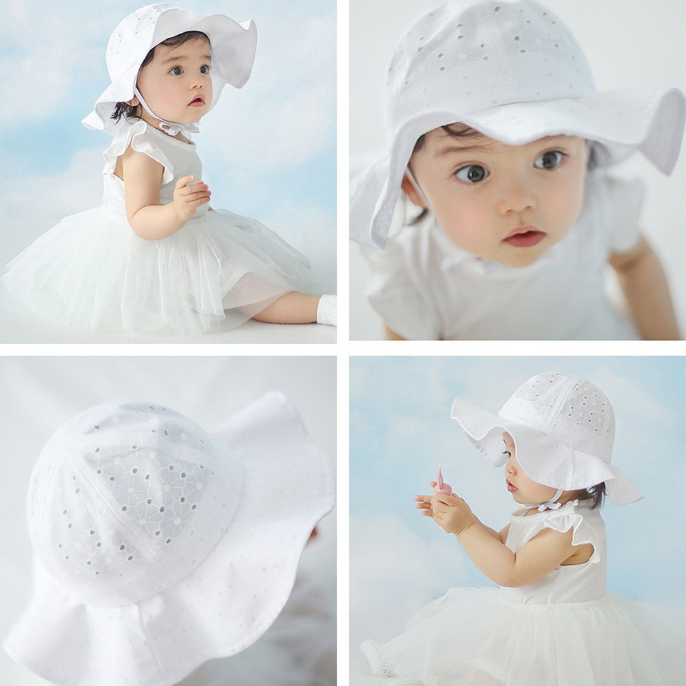 Nón cotton dễ thuơng cho bé gái sơ sinh chống nắng đi biển