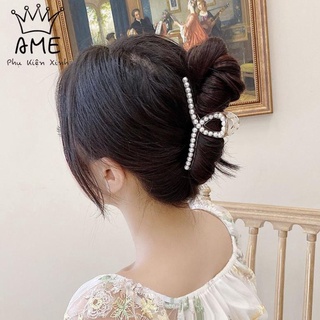 Kẹp tóc càng cua Hàn Quốc cặp tóc đính hạt trai trắng hot trend Ame Beauty