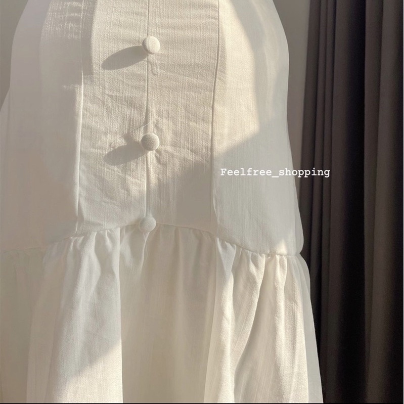 Đầm Trắng Dài Cổ Tim Nút Bọc Đuôi Cá Tay Ngắn Mặc Đi Tiệc, Đi Chơi, Kỷ Yếu (Hình Thật) | BigBuy360 - bigbuy360.vn