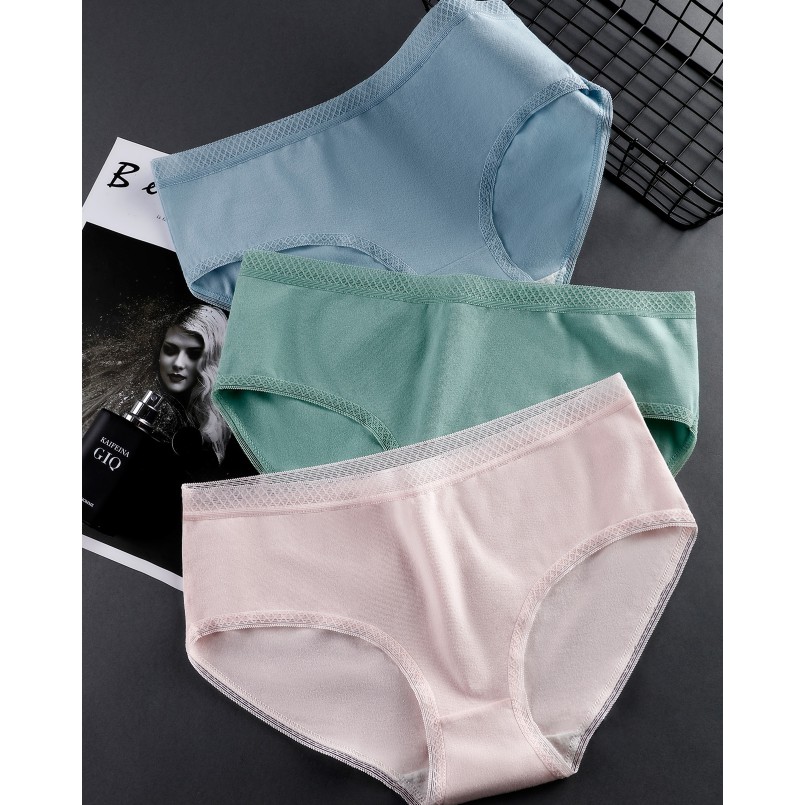 Quần lót nữ cotton viền ren kháng khuẩn có chọn size chọn màu QL04 | BigBuy360 - bigbuy360.vn