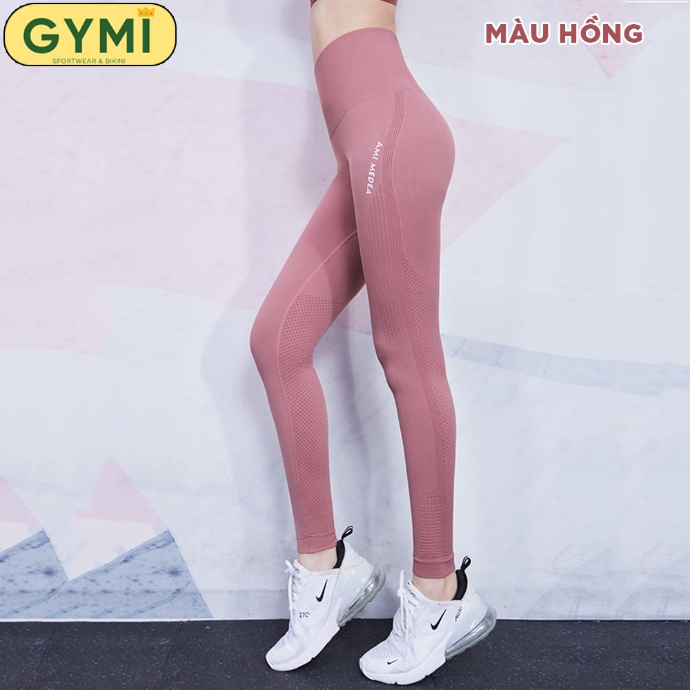 Quần tập gym yoga nữ GIMY QD01 dáng legging dài thể thao lưng cao nâng mông chất dệt kim co giãn Ami Meade