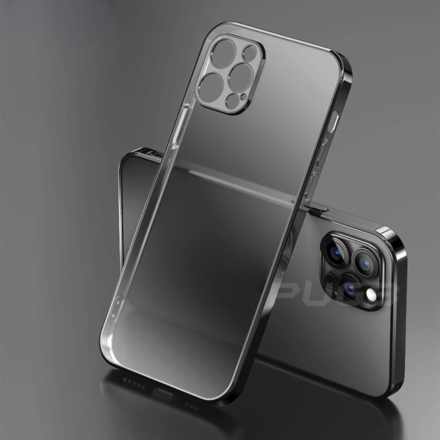Ốp Điện Thoại Silicon Mềm Viền Vuông Mạ Màu Trong Suốt Sang Trọng Cho iPhone 13 12 11 Pro Max