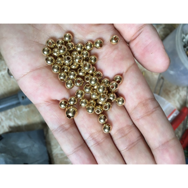 10 viên bi đồng thau 6mm lỗ 2mm