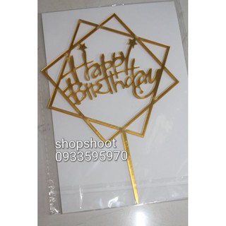 TOPER NHỰA HAPPY BIRTHDAY GẮN HOA BÓ, BÁNH KEM MẪU SẮC SẢO