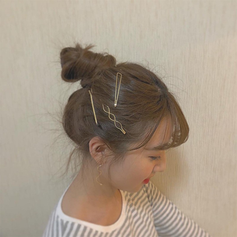 【kifli】Set 3 Kẹp Tóc Kim Loại Đính Ngọc Trai Nhân Tạo Phong Cách Hàn Quốc