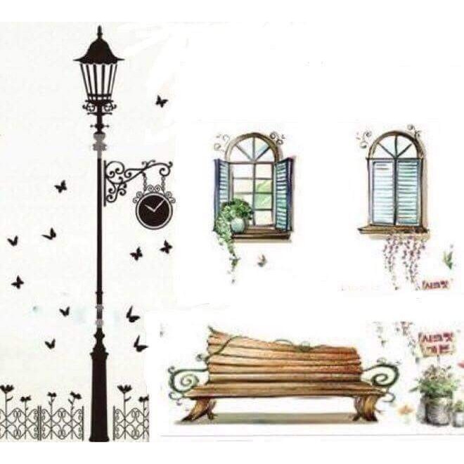 decal dán tường góc phố