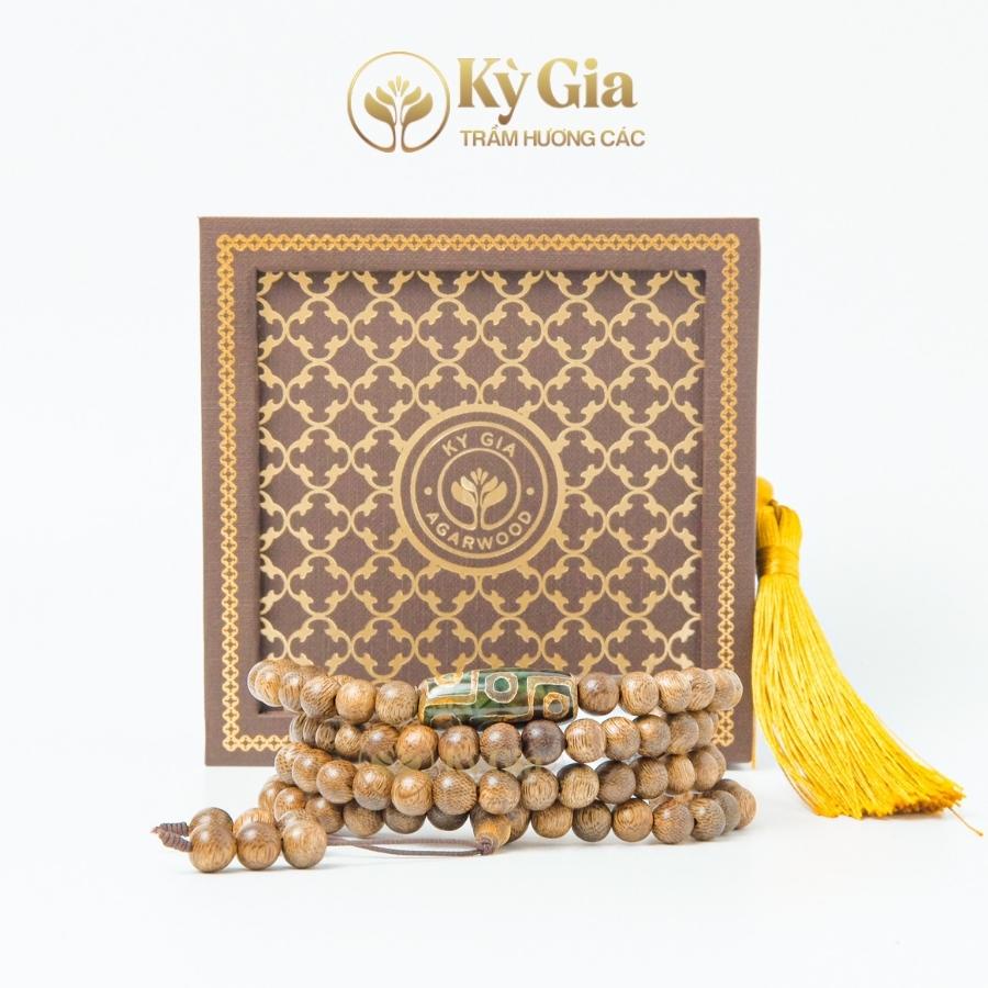 Vòng Tay Trầm Hương Phối Đá Dzi 8 li 108 hạt