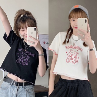 Áo Thun Croptop Ngắn Tay Dáng Ôm Lưng Cao Kiểu Hàn Quốc Thời Trang Mùa Hè Cho Nữ
