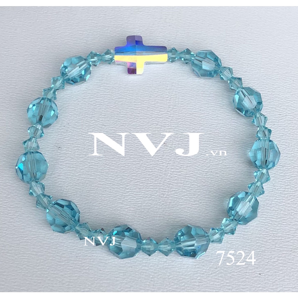 Swarovski Rosary – Vòng tay chuỗi Mân côi pha lê hạt tròn 5000 8ly nhiều màu tùy chọn, Trang sức NVJ PhaleAo