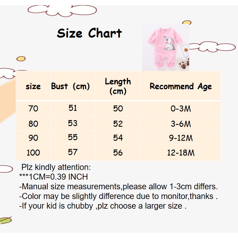 Áo liền thân Mikrdoo bằng cotton tay dài in hình chú voi dễ thương cho trẻ sơ sinh