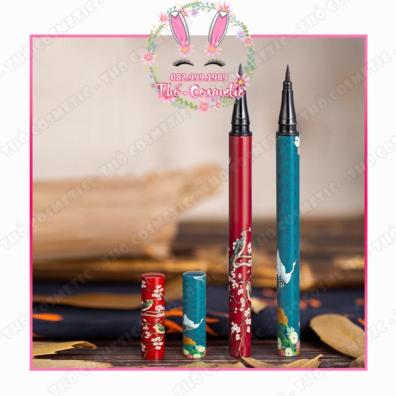 Bút kẻ mắt đen 1001 nội địa phong cách Trung Hoa 2 màu xanh , đỏ nét mảnh lâu trôi