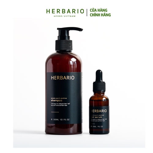 Combo dầu gội Herbario 300ml và serum vỏ bưởi, bồ kết Herbario 30ml