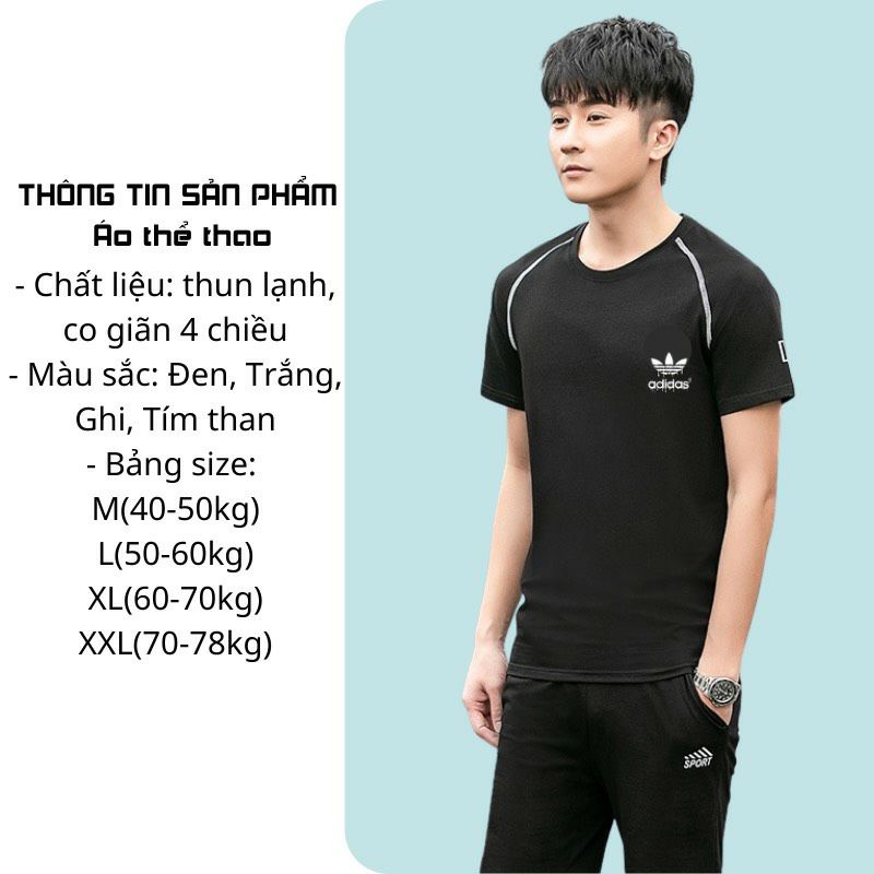 Áo cộc tay nam thể thao chất thun lạnh cao cấp co dãn 4 chiều mặc mùa hè thoáng mát dễ chịu đi làm tập đều đẹp  ADS01
