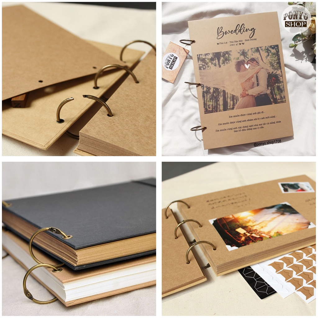 Gáy còng kim loại màu đồng gắn Scrapbook