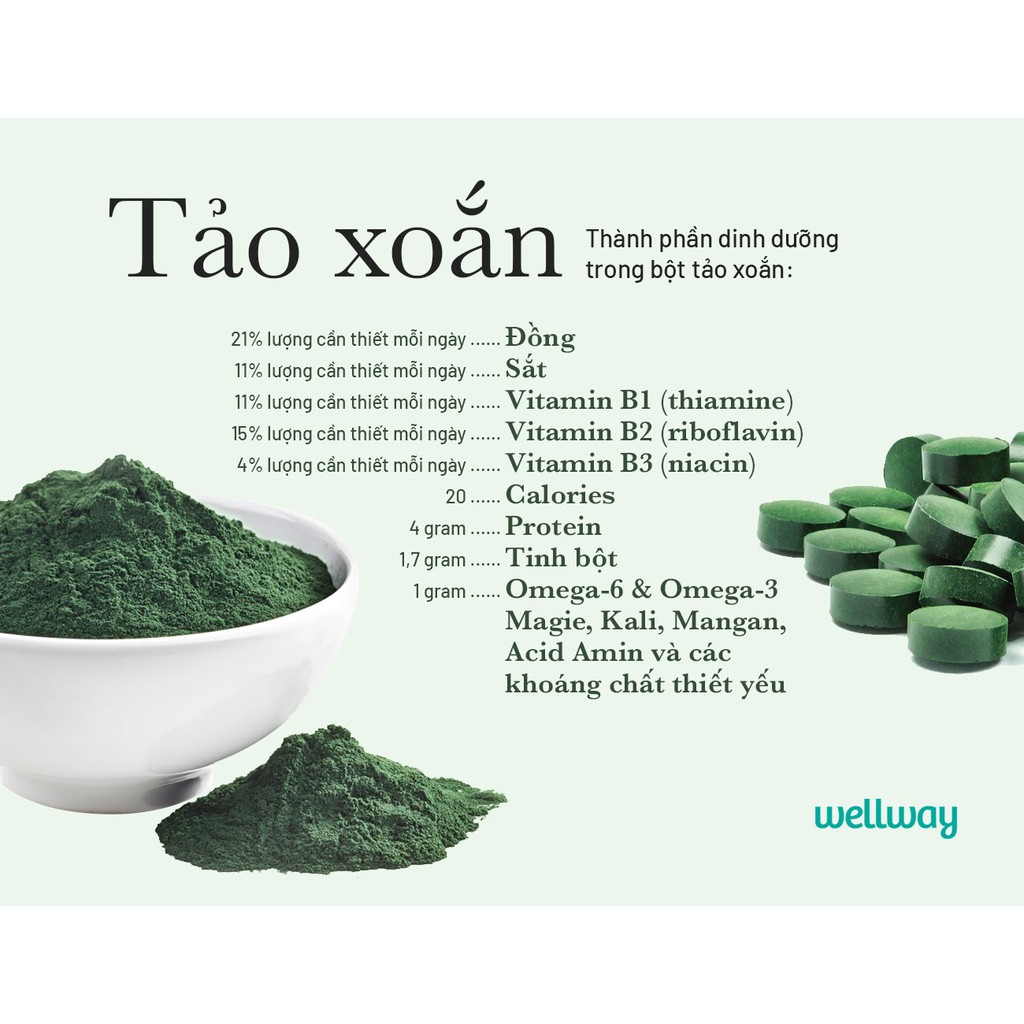 100g Bột tảo xoắn Nhật Bản SPIRULINA-Giảm mụn thâm,lão hoá hiệu quả