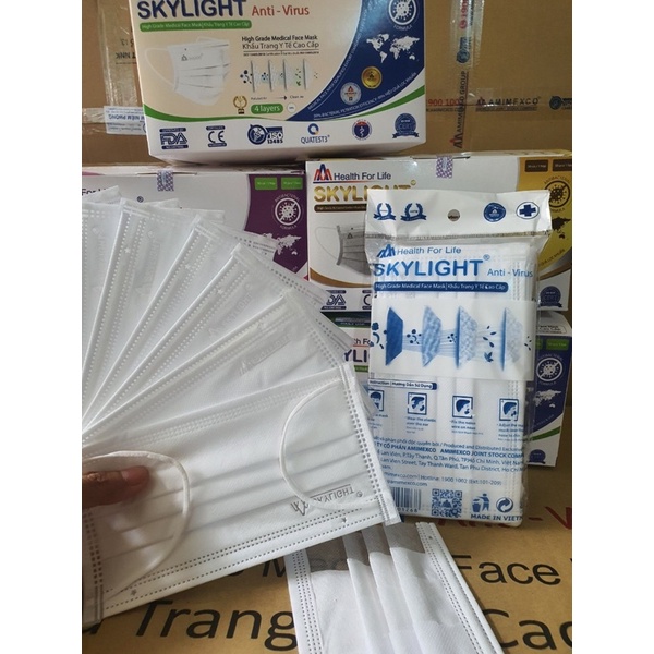 Khẩu trang yte 4 lớp Bíou, SKYLIGHT giấy tờ đầy đủ 50 cái chính hãng | BigBuy360 - bigbuy360.vn