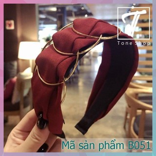 Băng đô cài tóc nữ tone shop băng đô bản to màu đỏ b051
