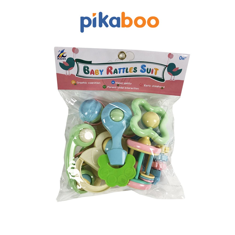Đồ chơi xúc xắc lục lạc Pikaboo cao cấp 8 món thiết kế từ nhựa ABS màu sắc phong phú giúp kích thích thị giác