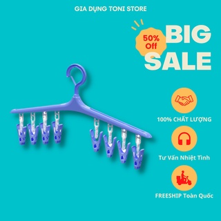 Móc Phơi Treo Quần Áo Gồm 8 Kẹp Có Sẳn, Tiện Lợi Thông Minh Chịu Lực Chắc Chắn