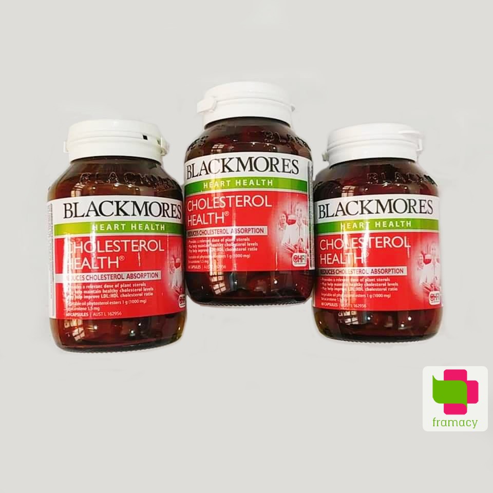 Viên uống Blackmores Cholesterol Health, Úc (60v) giảm mỡ máu, cân bằng cholesterol cho người trên 12 tuổi