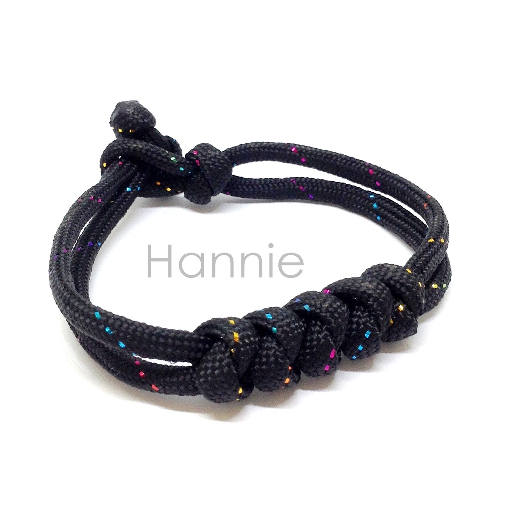 Vòng tay paracord đen kim tuyến - Vòng sinh tồn dây dù 550 7 lõi đeo tay nam nữ handmade