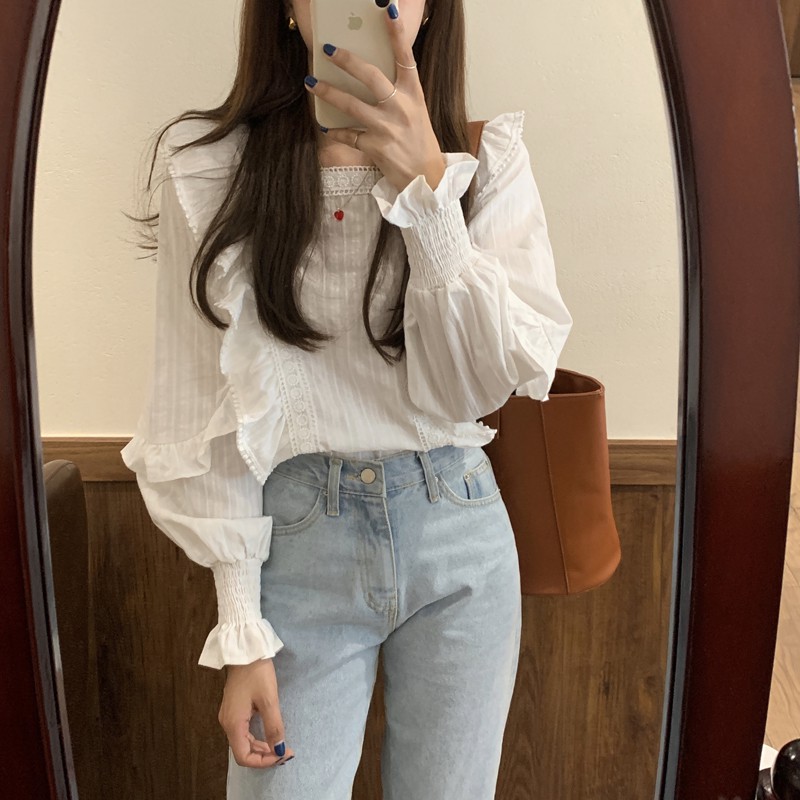 [FREESHIP] Áo babydoll buộc nơ sau phối ren Ulzzang (hàng QC) - Ảnh thật