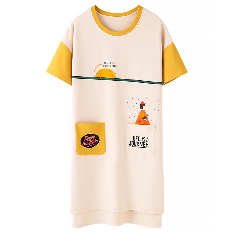 Đầm Ngủ Cotton Tay Ngắn Dáng Rộng Dễ Thương Thời Trang Mùa Hè Cho Bạn Gái----*-*&&& | BigBuy360 - bigbuy360.vn