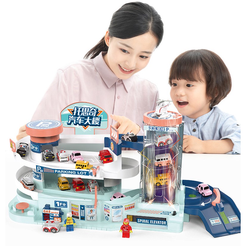 Đồ chơi bãi đỗ xe thông minh 3 tầng mới nhất 2021 (tặng kèm pin)