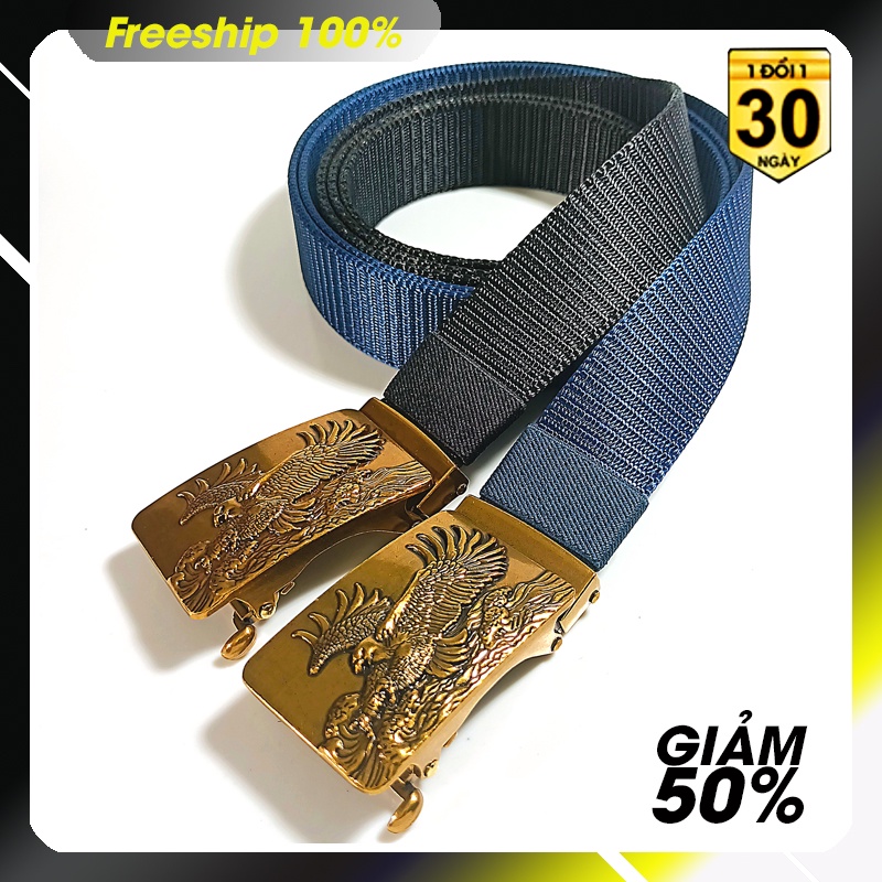 Thắt lưng nam - Chất liệu vải dù PE-Size 3.5 x 115cm dày 0.4 cm - Khóa kim mạ vàng hình đại bàng - phong cách phượt mfs