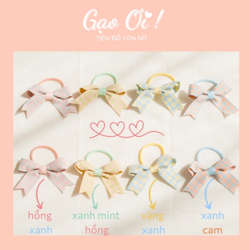 Set cột tóc bé gái caro phong cách Hàn Quốc