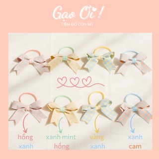 Set cột tóc bé gái caro phong cách Hàn Quốc