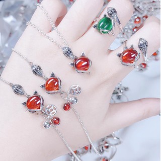 Dây chuyền hồ ly + nhẫn hồ ly bạc đẹp từng xen ti mét