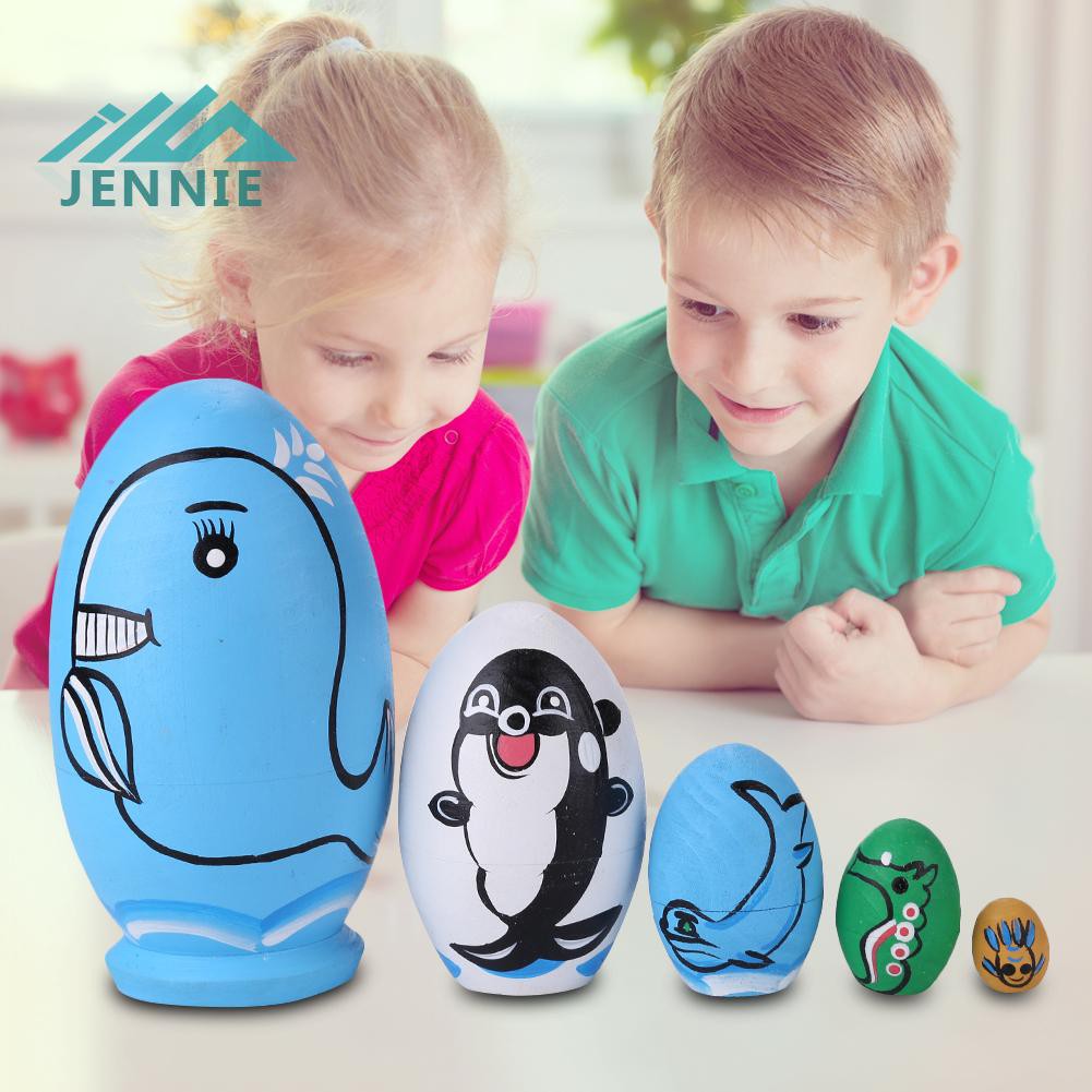 Búp Bê Nga Matryoshka Bằng Gỗ 5 Lớp Vẽ Tay Phong Cách Dân Tộc