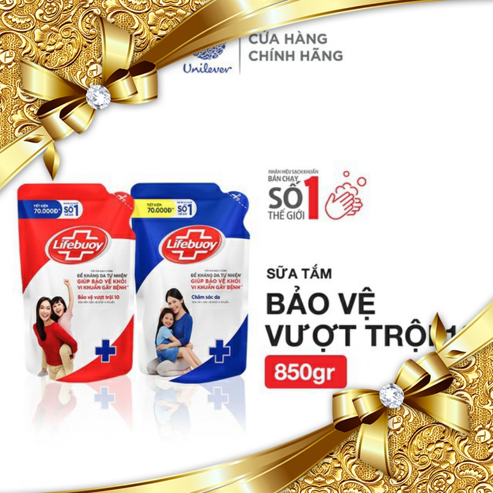 Sữa tắm Lifebuoy Bảo vệ khỏi vi khuẩn 850gr (Túi)